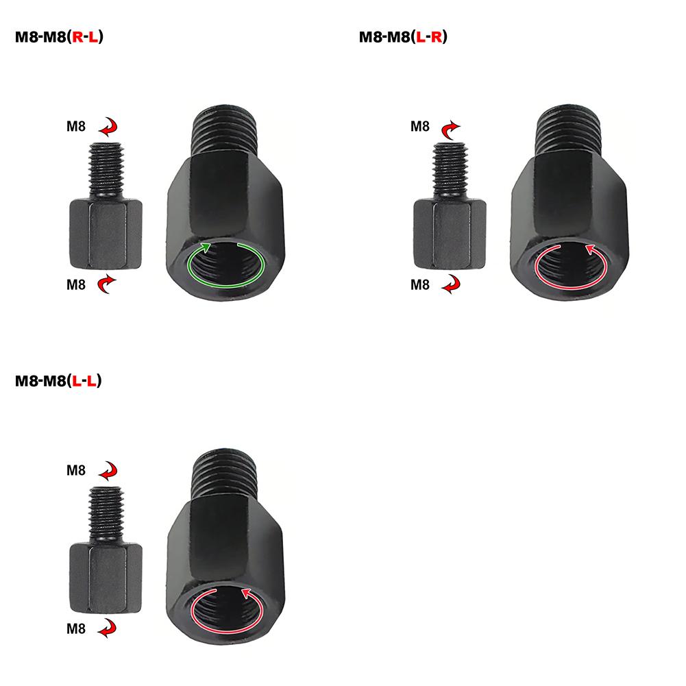 Motorcycle Mirror Adapter M10 M8 10MM 8MM Rearview Mirrors Adapters Conversion Bolt Screws Clockwise Anti-clock Right Left Thread