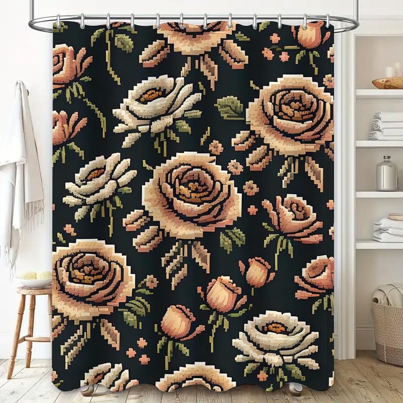 Unique floral shower curtain featuring roses perfect for adding a touch of elegance to any bathroom decor Made from high-qualit