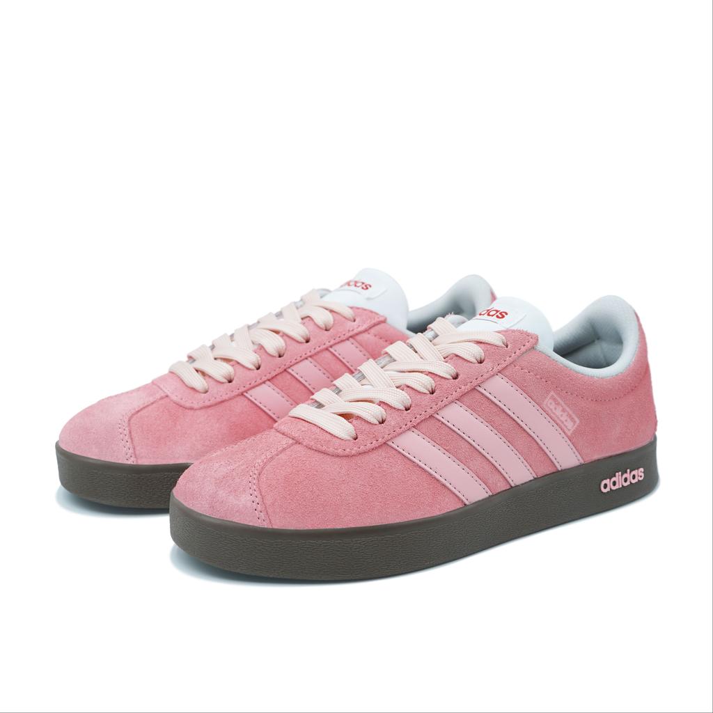Adidas VL COURT 2.0 Suede Slip Resistant Abrasion Resistant Low top Skateboard Shoes Unisex Pink JS3003(Team837-)
