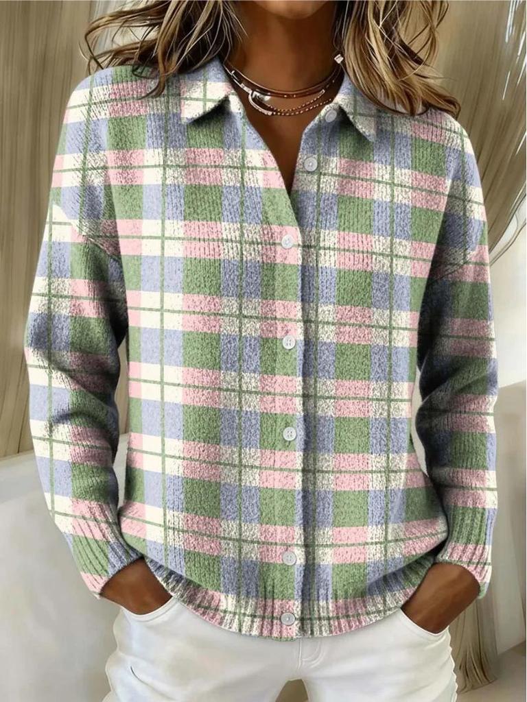 2026 Autumn/Winter European & American Solid Color Print Loose Long Sleeve Women's Shirt