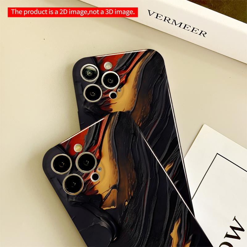 2DFlat Black & Gold Abstract Flow Phone Case All inclusive film hard iPhone case, compatible with iPhone 18 Pro Max 17 16 15 14 13 12 11