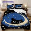 Set Copripiumino Trapuntato con Motivo Gatto Nero Federa Decorazione per la Casa Regalo di Compleanno (1 * copripiumino + 2 * federa, senza nucleo)