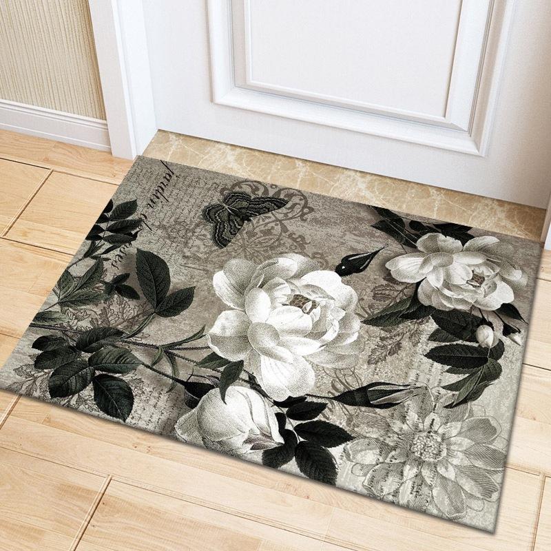 Multicolor Rose Flower Rug Living Room Carpet Home Hallway Balcony Anti-Slip Door Mat Kitchen Bathroom Rug Bedroom Floor Mat