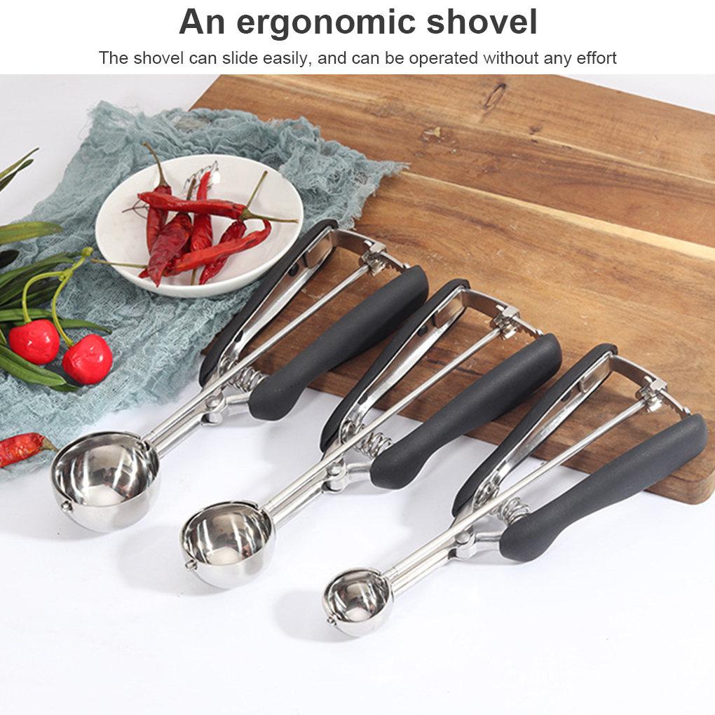 3 Size Stainless Steel Ice Cream Spoon Kitchen Tools Spring Handle Mash