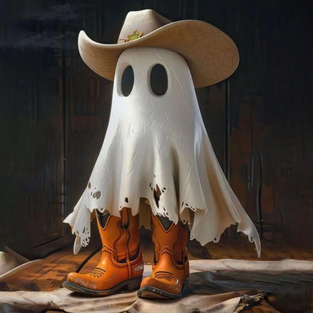 Resin Craft Ghost Figurines Statue Halloween Ghost Ornaments  Home Desktop Small Ornament