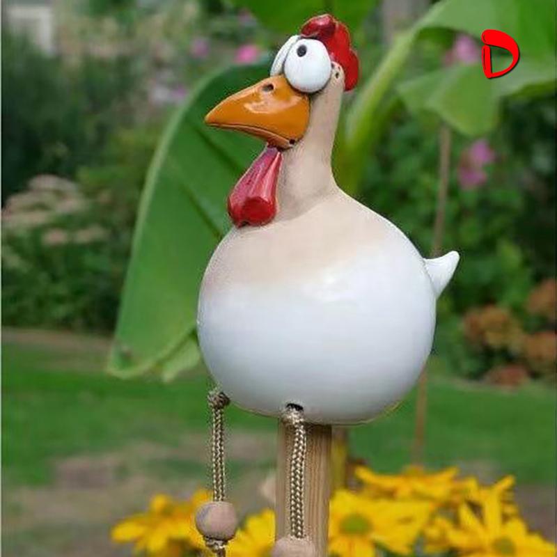 Lustige Hühnerzaun-Dekoration Harzstatuen Heim Garten Bauernhof Hof Dekorationen Huhn Henne Skulptur Kunsthandwerk Hof