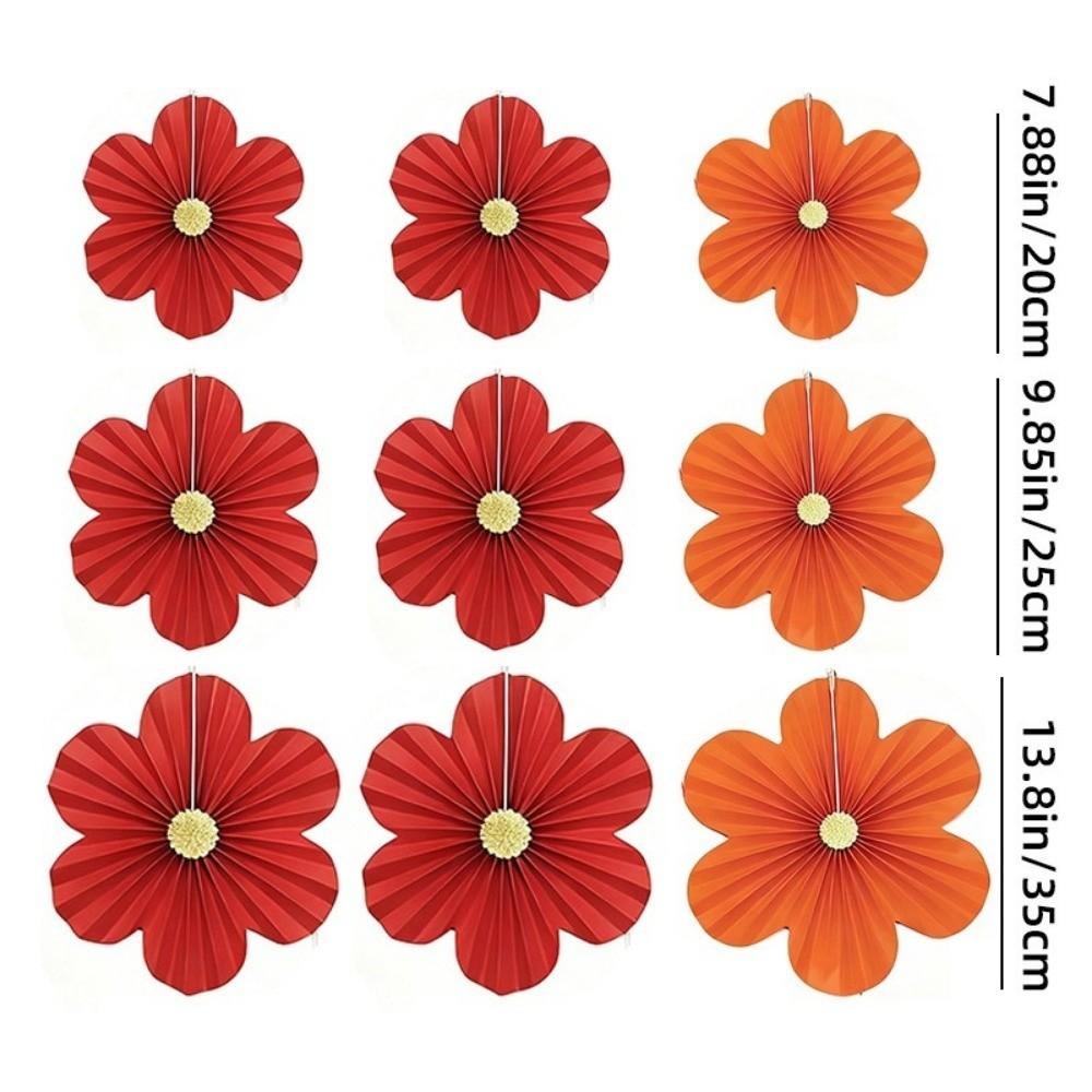 9pcs/set Multicolor Sunflower Paper Fan 20/25/35CM Flower Wreath Holiday Theme Decorations