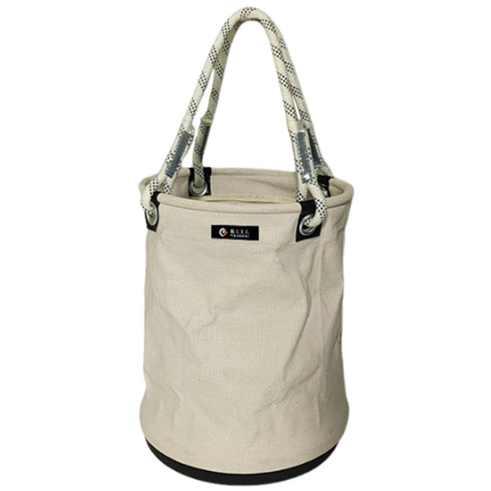 Canvas Tool Bucket Bag with Plastic Bottom Aerial Work Tool Bag Electrician All-Purpose Tool Bucket for Garden Tool