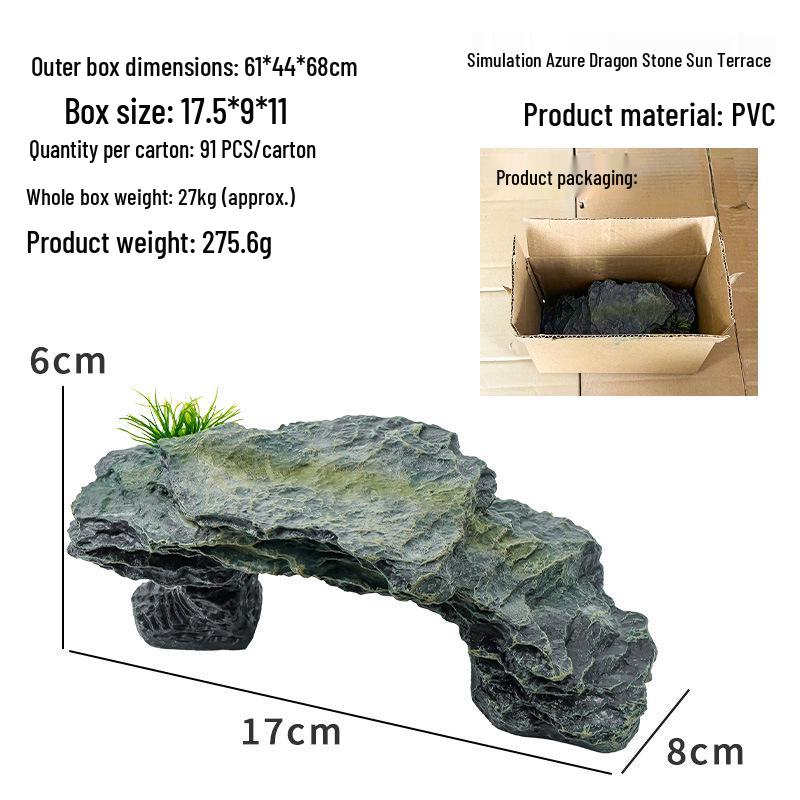 Sonnendeck & Kletterplattform für Schildkrötenbecken mit Steigung und Reptilienhöhlen-Ornament