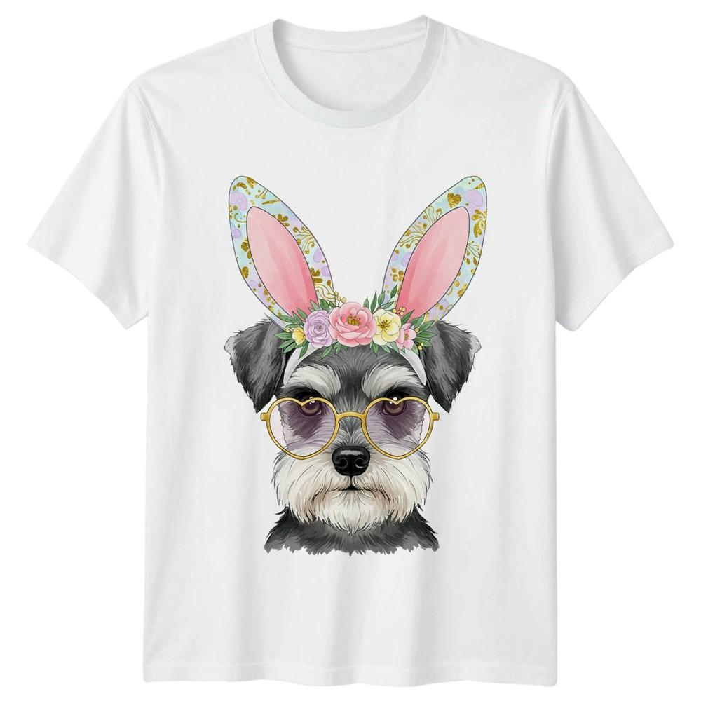 Schnauzer Dog Wearing Bunny Ears Unisexs TShirt Miniature Schnauzer Pet Owner S