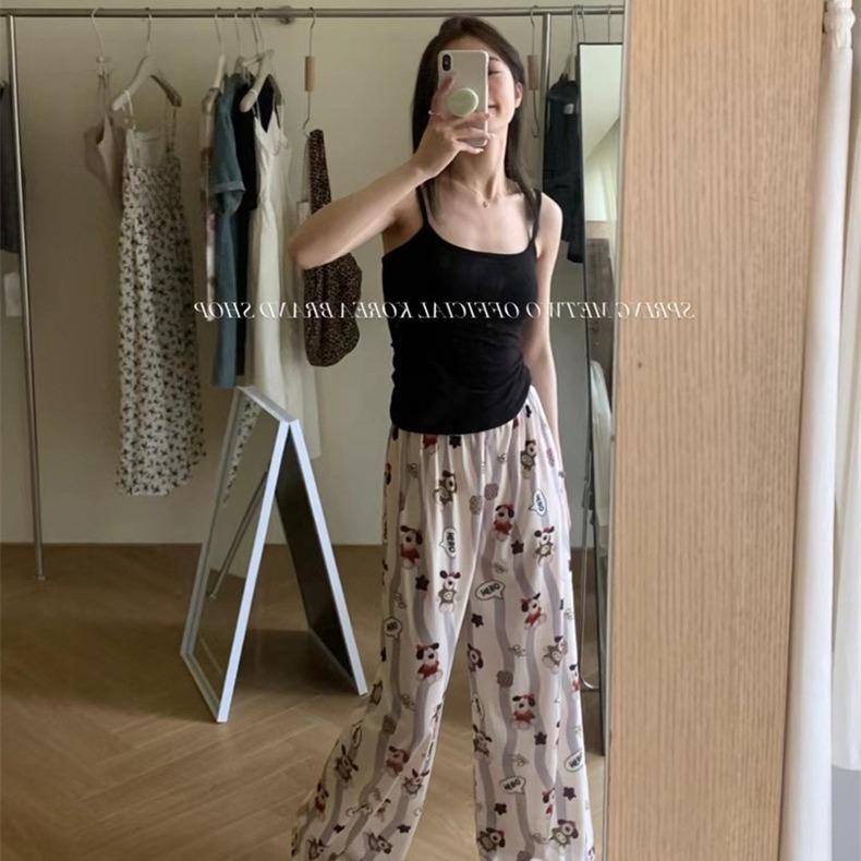 Stroll Pants - Women's Cartoon Bear Pajama Pants, Loose Fit for Spring & Summer, Perfect for Indoors or Out.