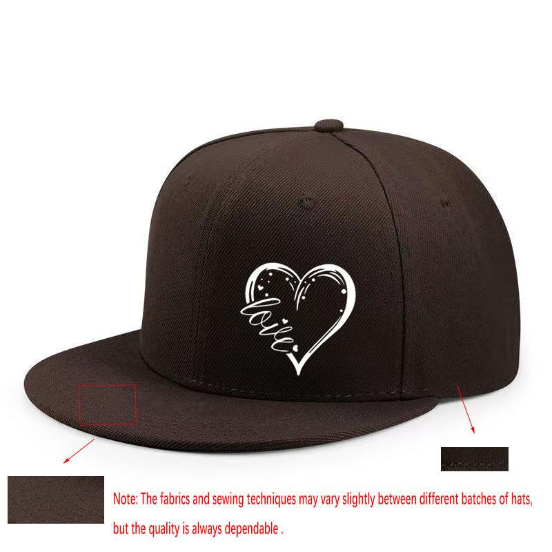 Single Love Design Printed Peaked Cap Urban Trend Hip-hop Unisex Versatile Simple Adjustable Flat Brim Hat