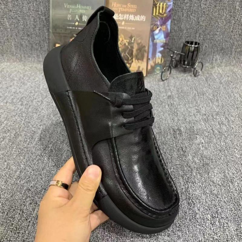 Men's Shoes Leather Autumn and Winter Breathable Business Casual Leather Shoes New Trendy Versatile Velvet Thick-soled Non-slip Shoes