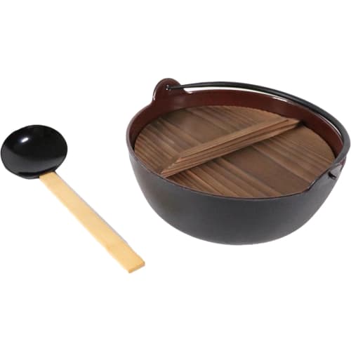 

Chubu Tokiwa Yamaga Nabe, 24cm (with ladle), Brown Enamel Finish, Made in Japan, QYM02024