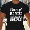Italian Funny Belly Joke Graphic Tee Non E Pancia Ma Distanziaunisexto Sociale Black Cotton Oversized TShirt