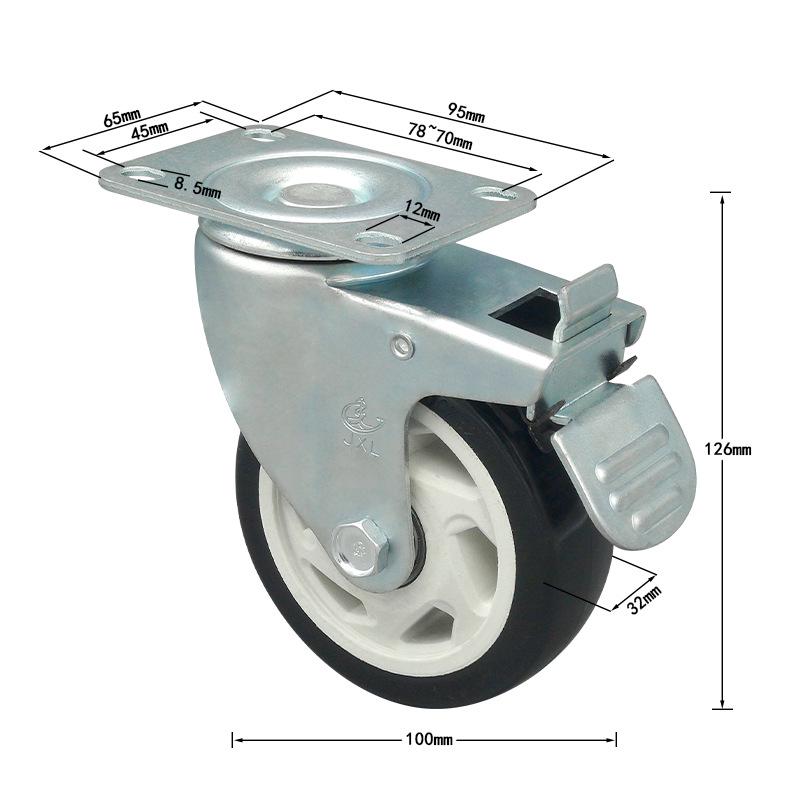 Universal Medium Duty Casters with Brake – 3, 4, 5 Inch Wheels for Equipment & Tool Carts