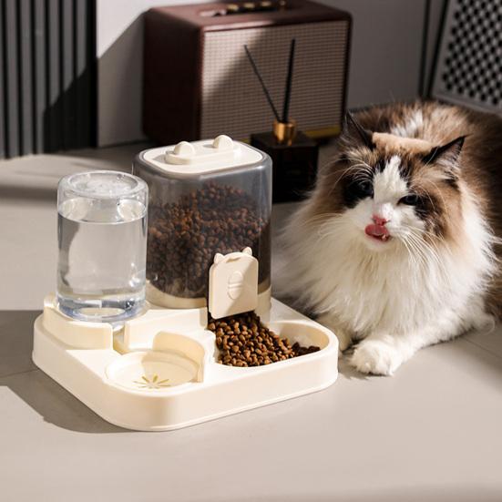 Automatic Pet Feeder Cat Feeder with Water Dispenser 2-in-1 Large Capacity Self Feeding Device for Small Medium Dog Puppy Kitten