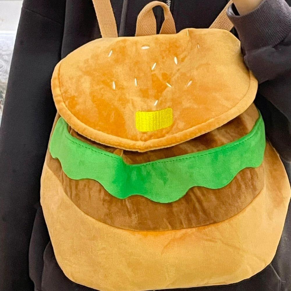 Parent-child Backpack Cartoon Burger Bag Hamburger Plush Backpack Kids Pack Kindergarten School Bag