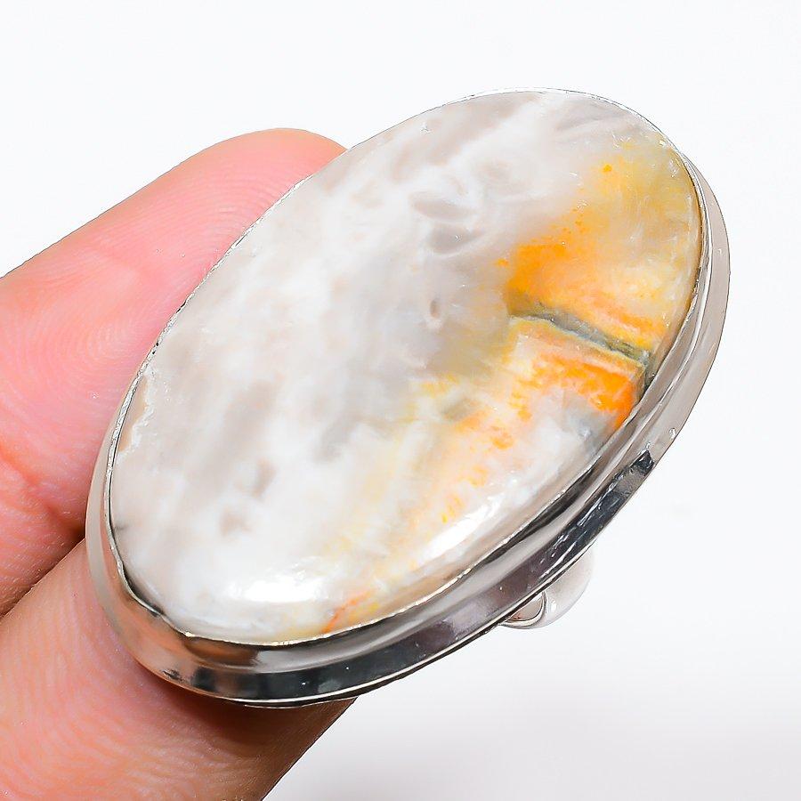 

Natural Bumble Bee Jasper Gemstone 925 Sterling Silver Ring Size 8.5 f4w83
