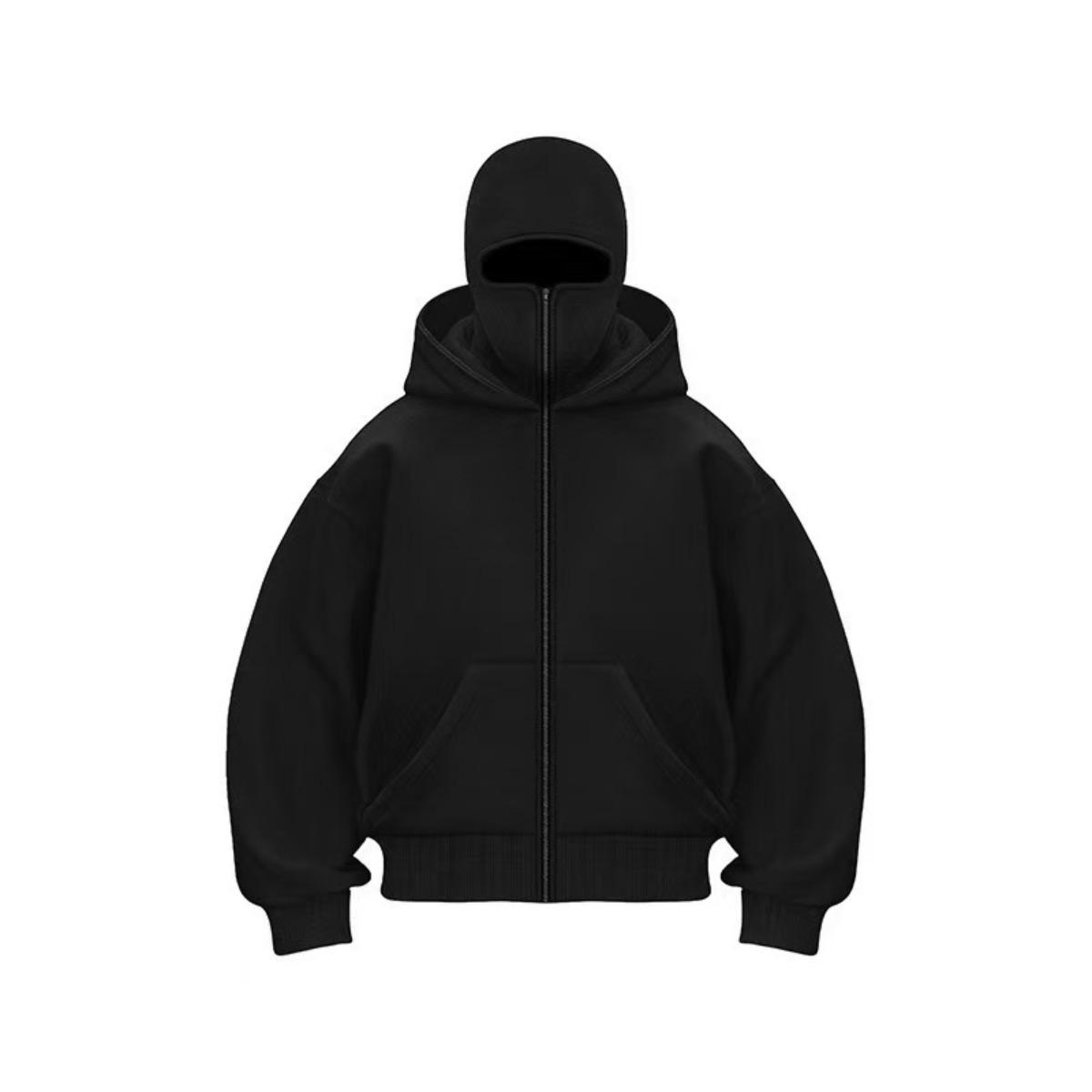 Весна и Осень Зима Уникальный Дизайн Двухслойная Толстовка с Капюшоном на Молнии Свободного Уличного Стиля Мужская и Женская Парная Куртка S чёрный 2170₽