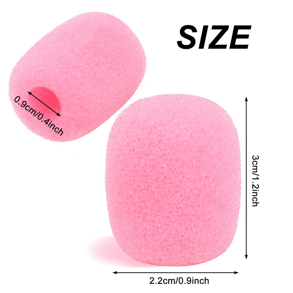 50 Pack Lapel Headset Microphone Windscreen, Pink Microphone Sponge Foam Cover M