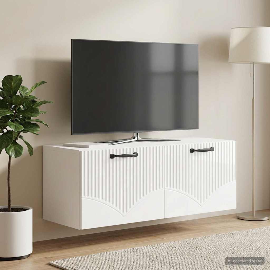 Wall Mounted TV Cabinet Glossy White 78.5 x 31 x 30 cm