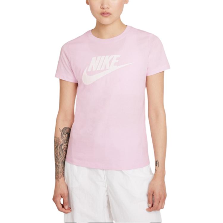 Nike Sportswear Essential Classic Logo Short Sleeve T-Shirt Women Tops Pink BV6170-695