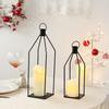 Set Of 2 Minimalist Black Iron Candle Holders Home Table Decor Outdoor Garden Lantern