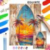 Digitale Olieverfschilderij Kits Handgemaakt DIY Surfplank Zonsondergang Palmboom Schilderij Woondecoratie