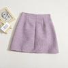 Damen Tweed Minirock Hoher Bund A-Linie Eleganter Kurzer Rock