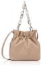 EFOLE Women's Faux Leather Shoulder Bag with Resin Chain, Gathered, Beige