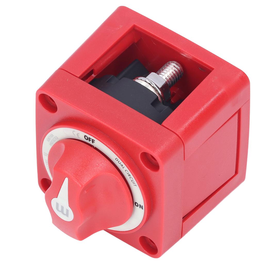 300A Battery Knob Switch Dual Circuit 4 Wires Ignition Protection Removable IP66 Waterproof for Yachts RVs