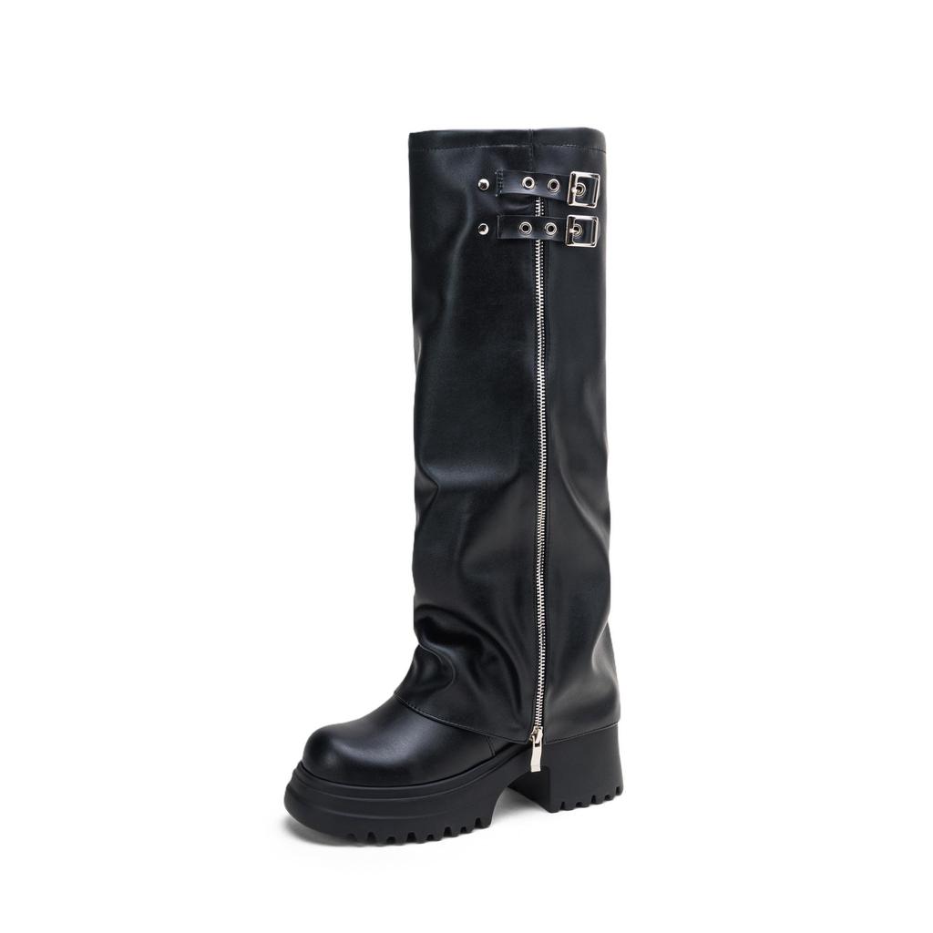 Women's Thick Sole Wide-Leg Over-the-Knee Boots - Autumn/Winter 2026 High-Top, Sweet & Cool Style.