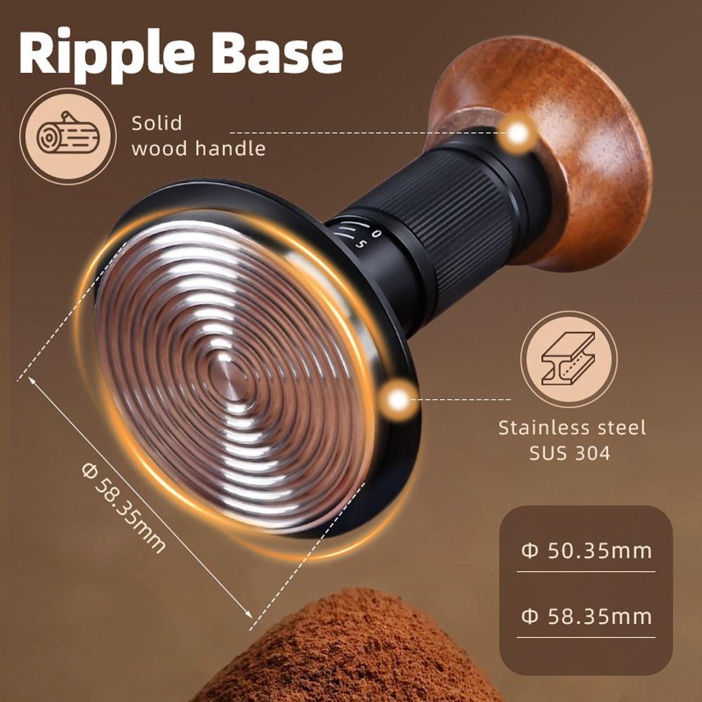 Auto Release Espresso Machine Tamper with Markings SUS304 Spring Loaded Tamper Eco-Friendly Walnut Handle Coffee Powder Hammer