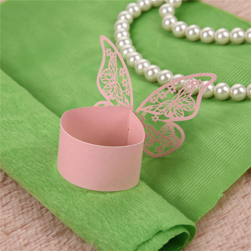 50PCS Butterfly Napkin Ring Paper Holder Table Party Wedding Favors Banquet