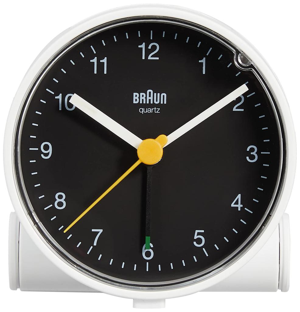 Table Clock Alarm Clock BC01WB Classic Analog Alarm Clock Genuine Import Black x White Table Clock BRAUN/Brown