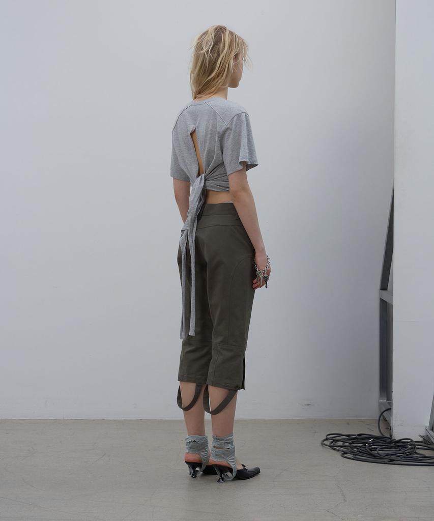 LCDC™ Back Slit V-Neck Top (Melange Gray)