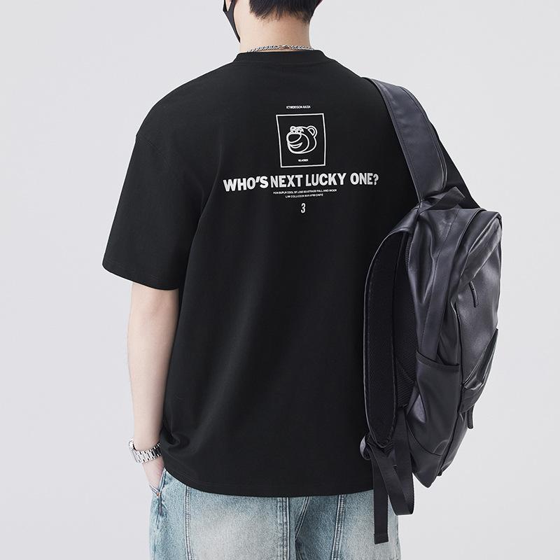 Printed Short-sleeved Bear Letters Simple Relaxed Fit Everyday Top Spring and Summer T-shirt Everyday Half-sleeved