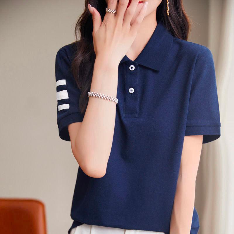 Summer Polo Collar Short Sleeved T-shirt for Women, Summer Breathable Sports Base Shirt for Women, Outdoor T-shirt