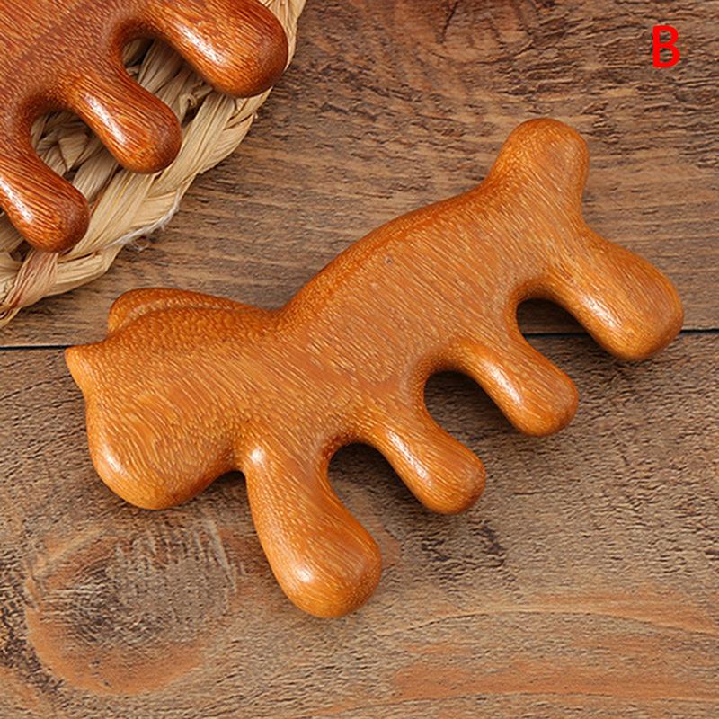 

2026 Chinese Zodiac Sandalwood Scalp Massage Tool Wide Tooth Wooden Gua Sha Comb Natural Hair Care Tool B