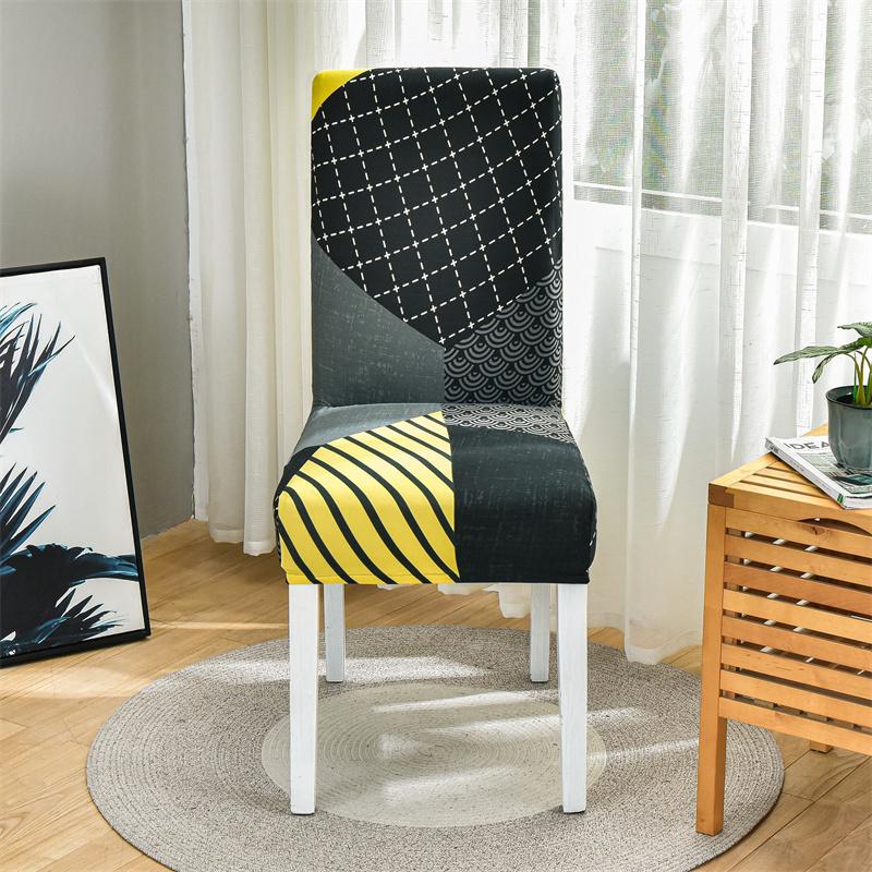 1PC Geometric Chair Cover for Dining Room Elastic Universal Seat Slipcovers for Kitchen Wedding Banquet Housse De Chaise