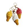Handmaking Crochet Keychain Ice Cream Cone Knitted Keyrings Exquisite Ice Cream Pendant  Backpack