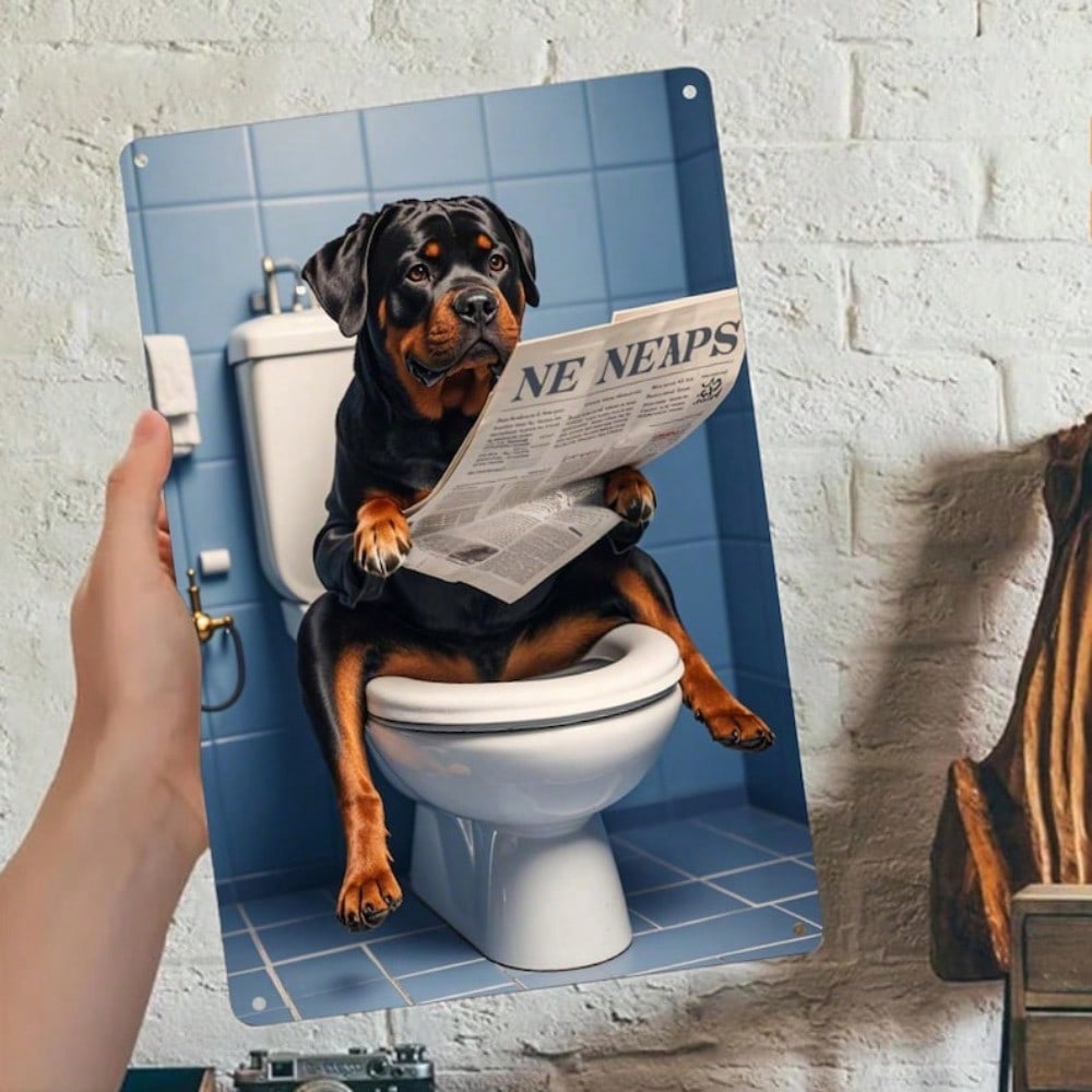 

Funny Rottweiler Dog Lover Metal Sign Vintage Bathroom Decor Garage Man Cave Wall Art Rustic Quote Plaque 20x30 разноцветный