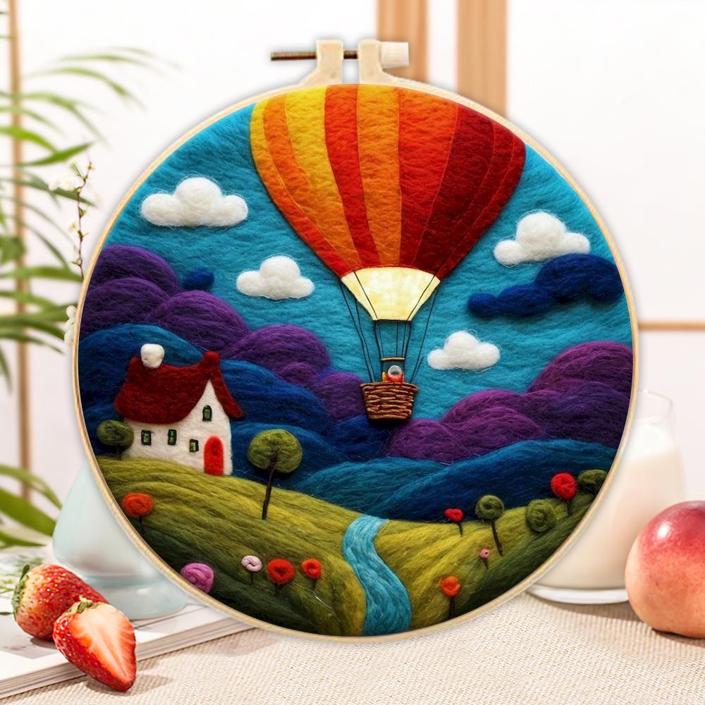 CHENISTORY Paquete de Fieltrado con Lana Árbol de la Vida Kit de Pintura de Fieltrado con Lana con Kit de Bordado Divertido DIY Aguja de Fieltro Marco de 20x20cm