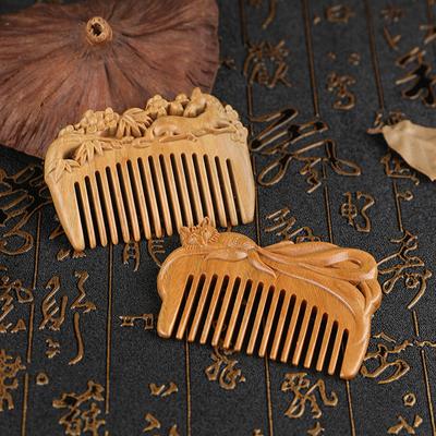 Pettine in legno di pesco naturale, pettine per capelli in legno per massaggi antistatici, cura della salute
