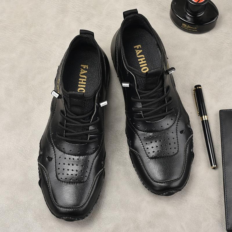 2024 New Men Genuine Leather Casual Sneakers Fashion Brand Men Flats Spring and Autumn Octopus Shoes Comfortable Men Soft Bottom