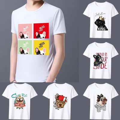 Men's T-shirt Cute Cartoon Dog Series T-shirt Summer Fashion Casual White Printed All-match Short Sleeve Top Soft Men's Clothing