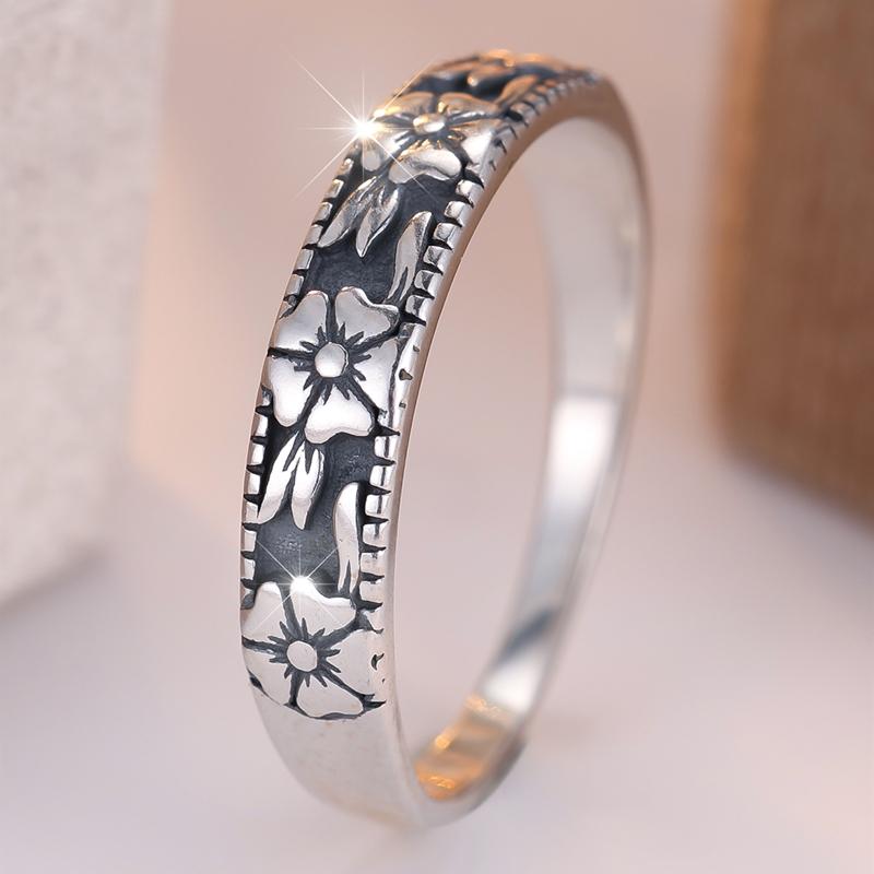 925 Sterling Silver Flower Rings for Women Vintage Aesthetic Jewelry Party Jewelry Finger Accessories