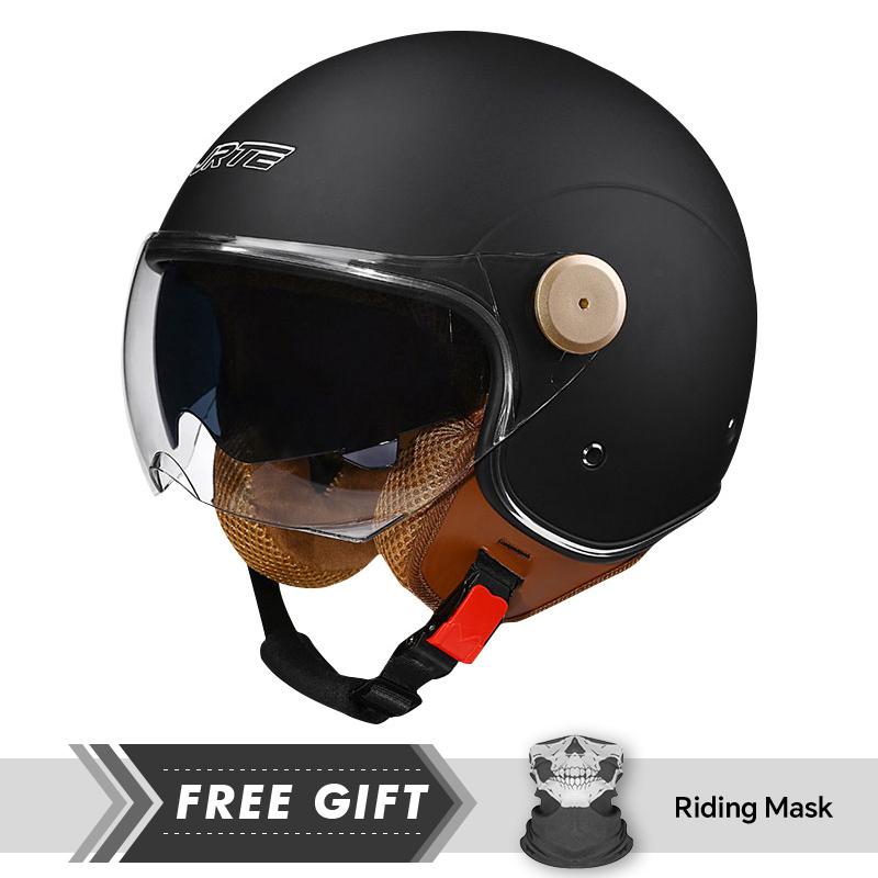 Retro TT&COCASCOS Motorcycle Helmet Daul Lens Open Face Double Visors Jet Helmet Electric Scooter Motorbike Helmet Moped DOT