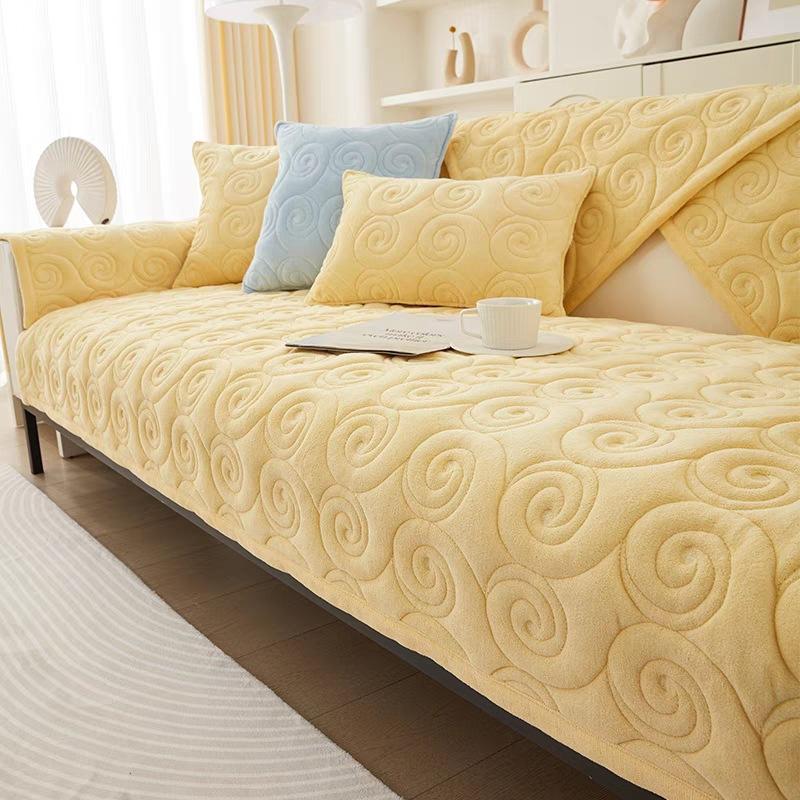 Winter Short Plush Non-Slip Sofa Cushion Warm Living Room Sofa Cover Flannel Thickened Soft Armrest Backrest Pillow Cover
